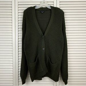 WORN 1X AE Slouchy Olive Green Cardigan
